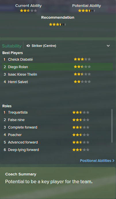 Diego Rolan, FM15, FM 2015, Football Manager 2015, Scout Report, Current & Potential Ability