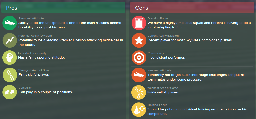 Andreas Pereira, FM15, FM 2015, Football Manager 2015, Scout Report, Pros & Cons