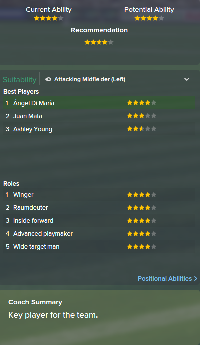 Angel Di Maria, FM15, FM 2015, Football Manager 2015, Scout Report, Current & Potential Ability