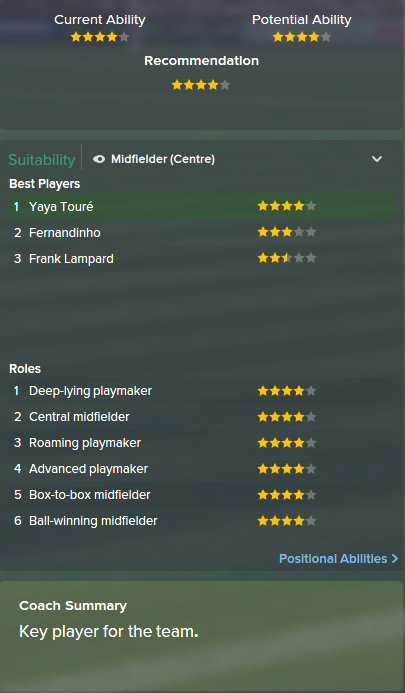 Yaya Toure, FM15, FM 2015, Football Manager 2015, Scout Report, Current & Potential Ability