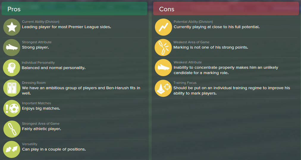 Omri Ben-Harush, FM15, FM 2015, Football Manager 2015, Scout Report, Pros & Cons