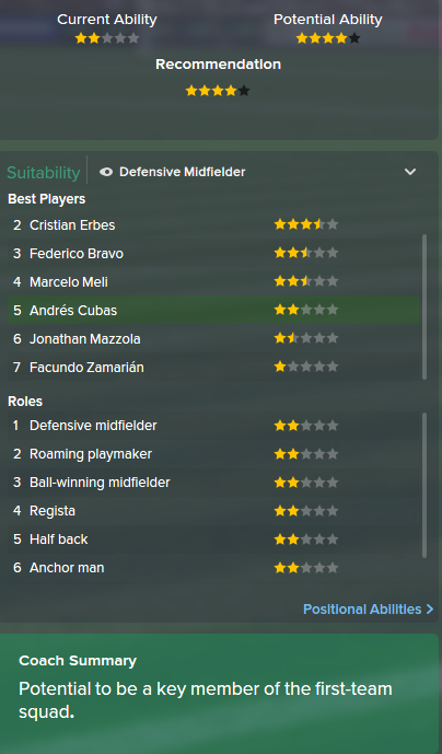 Andres Cubas, FM15, FM 2015, Football Manager 2015, Scout Report, Current & Potential Ability