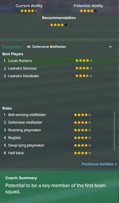 Lucas Romero, FM15, FM 2015, Football Manager 2015, Scout Report, Current & Potential Ability