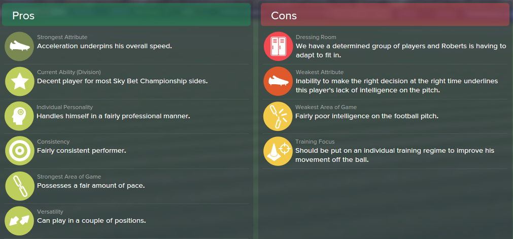 Patrick Roberts, FM15, FM 2015, Football Manager 2015, Scout Report, Pros & Cons