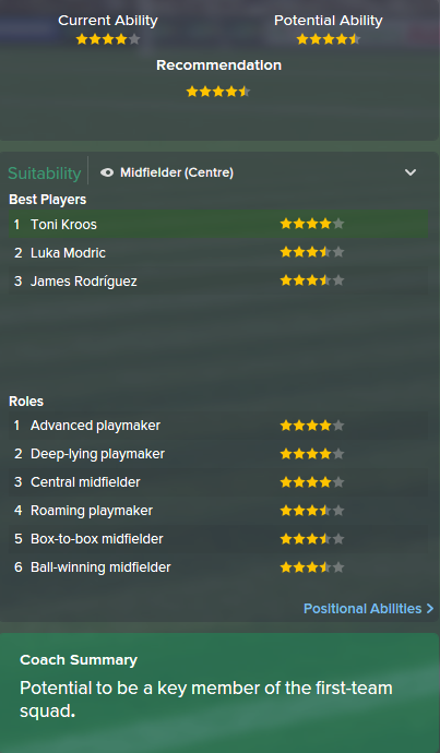 Toni Kroos, FM15, FM 2015, Football Manager 2015, Scout Report, Current & Potential Ability