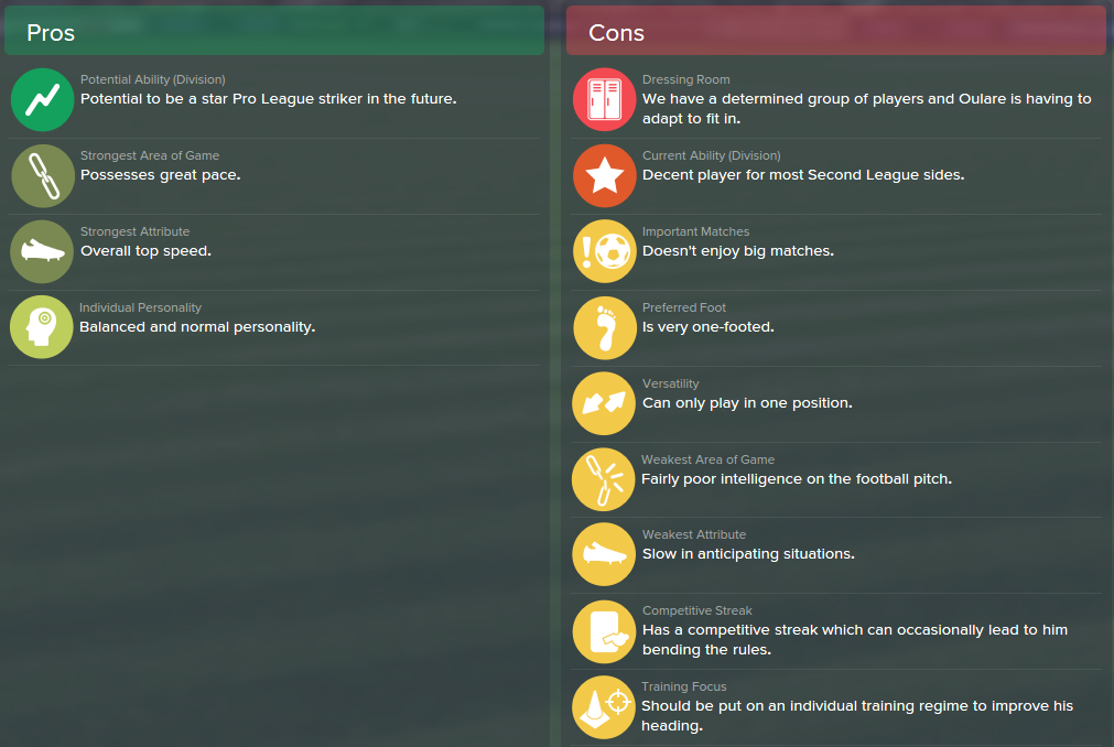 Obbi Oulare, FM15, FM 2015, Football Manager 2015, Scout Report, Pros & Cons