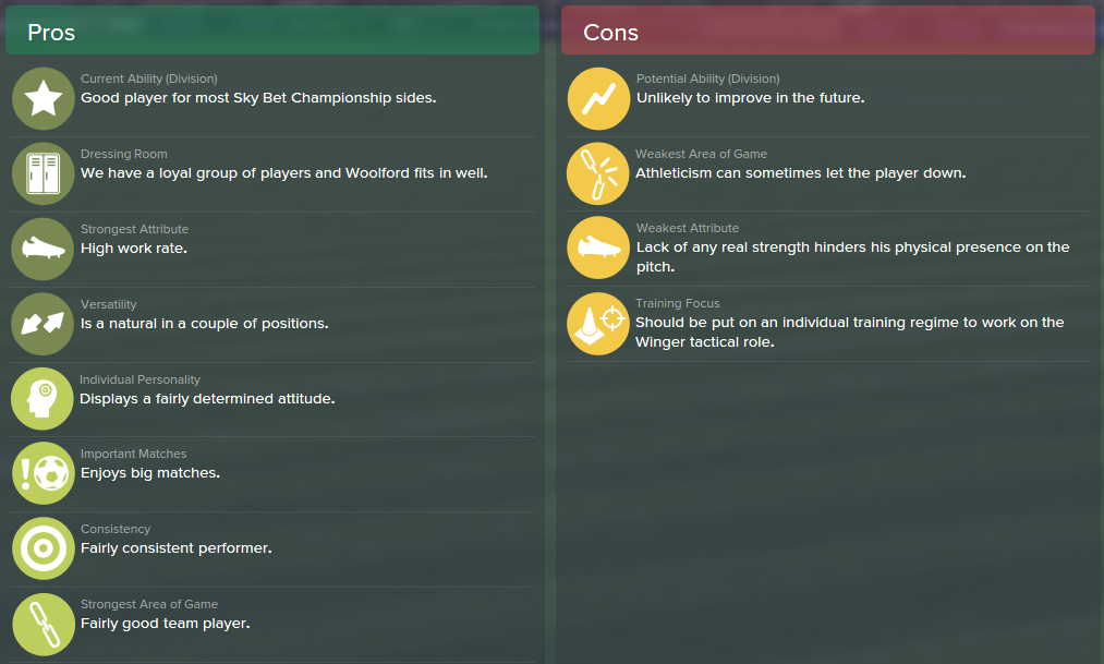 Martyn Woolford, FM15, FM 2015, Football Manager 2015, Scout Report, Pros & Cons
