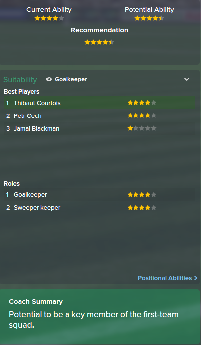 Thibaut Courtois, FM15, FM 2015, Football Manager 2015, Scout Report, Current & Potential Ability