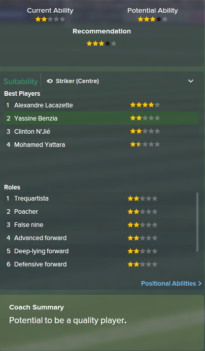 Yassine Benzia, FM15, FM 2015, Football Manager 2015, Scout Report, Current & Potential Ability