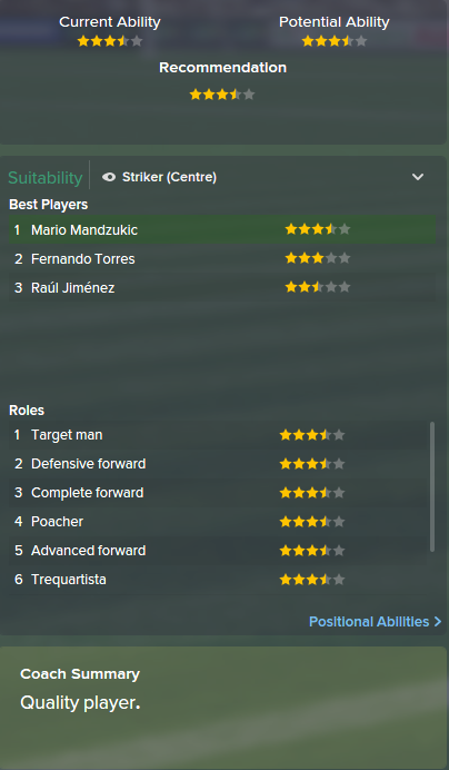 Mario Mandzukic, FM15, FM 2015, Football Manager 2015, Scout Report, Current & Potential Ability