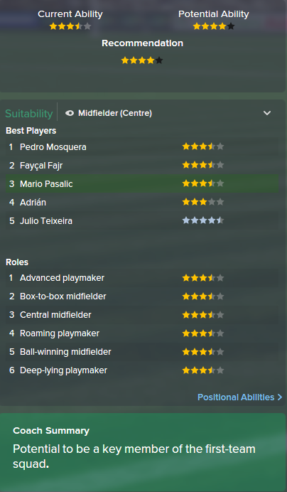 Mario Pasalic, FM15, FM 2015, Football Manager 2015, Scout Report, Current & Potential Ability