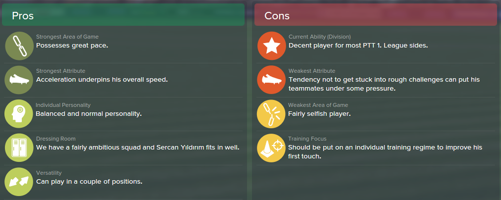 Sercan Yildirim, FM15, FM 2015, Football Manager 2015, Scout Report, Pros & Cons