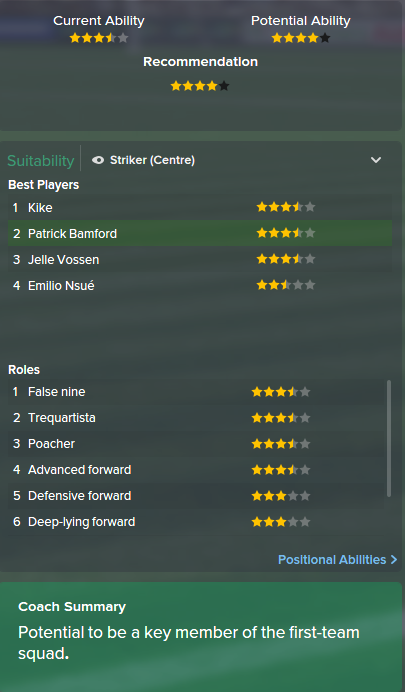 Patrick Bamford, FM15, FM 2015, Football Manager 2015, Scout Report, Current & Potential Ability