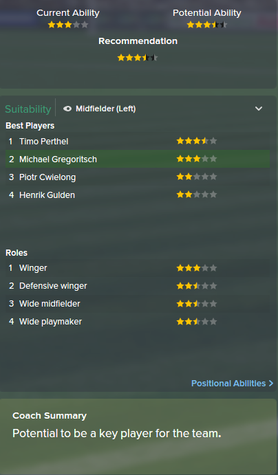 Michael Gregoritsch, FM15, FM 2015, Football Manager 2015, Scout Report, Current & Potential Ability