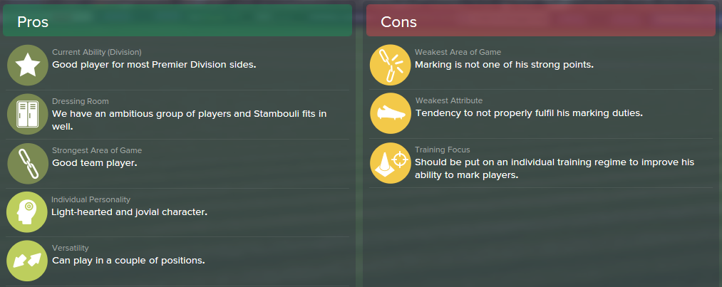 Benjamin Stambouli, FM15, FM 2015, Football Manager 2015, Scout Report, Pros & Cons