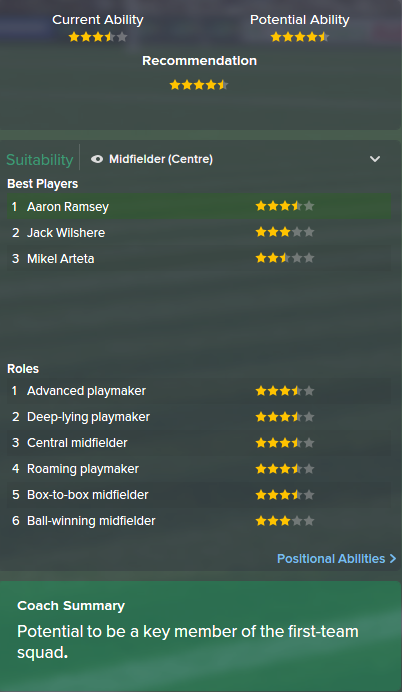 Aaron Ramsey, FM15, FM 2015, Football Manager 2015, Scout Report, Current & Potential Ability