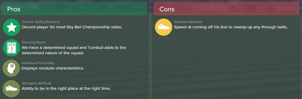 Ross Turnbull, FM15, FM 2015, Football Manager 2015, Scout Report, Pros & Cons