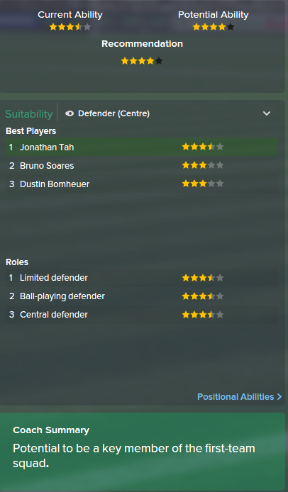 Jonathan Tah, FM15, FM 2015, Football Manager 2015, Scout Report, Current & Potential Ability