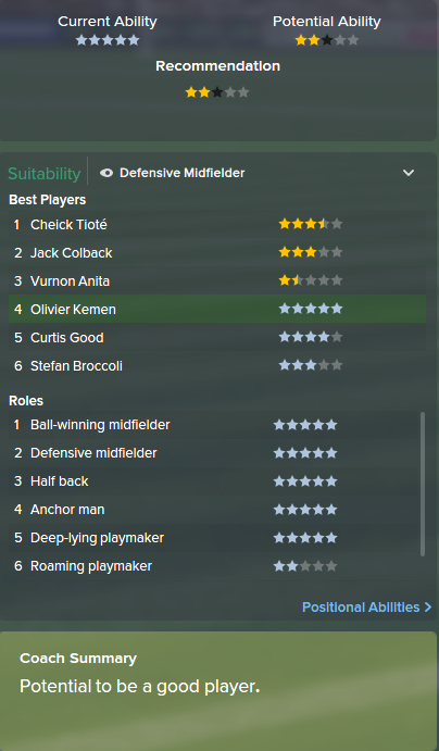 Olivier Kemen, FM15, FM 2015, Football Manager 2015, Scout Report, Current & Potential Ability